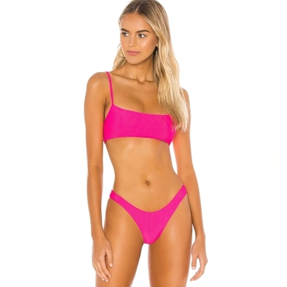 Frankies Bikinis Neon Solid boots Bandeau Top Swim Beach Pool Barbie Surf